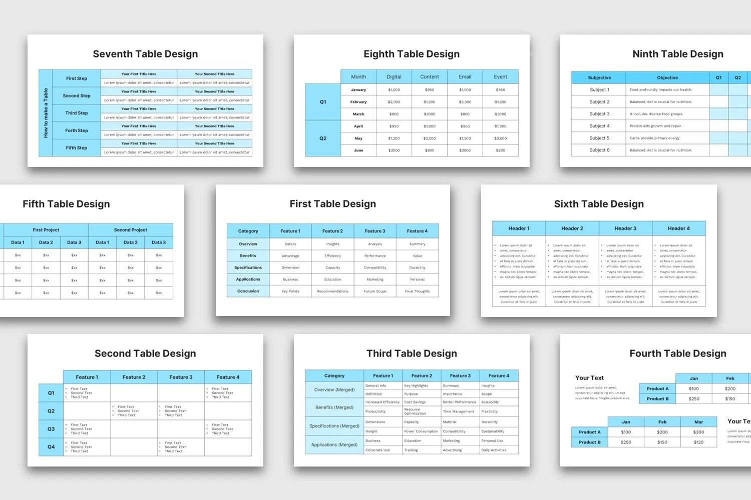 Table Design PowerPoint Template