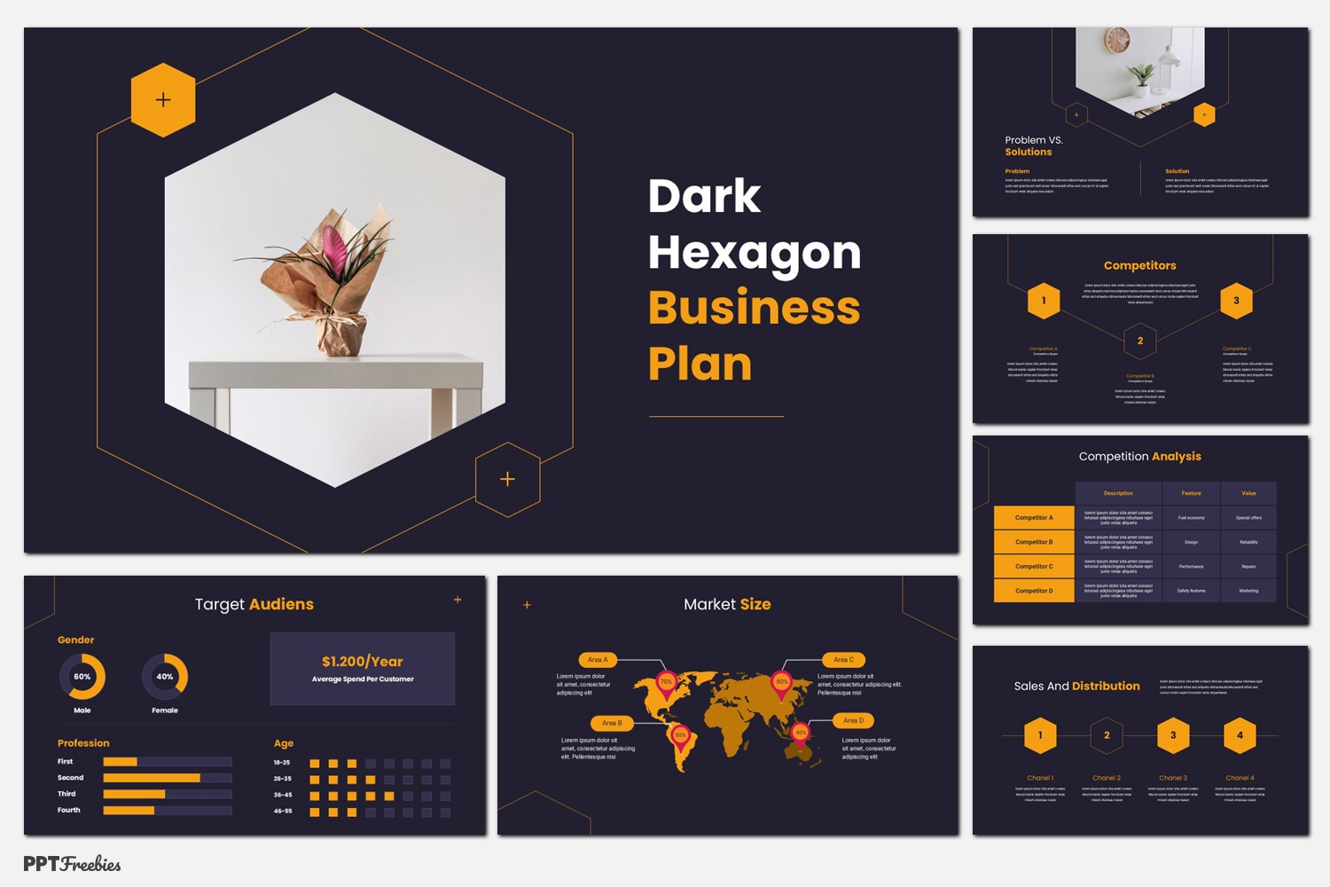 Modern Dark Hexagon Business Plan Presentation Template