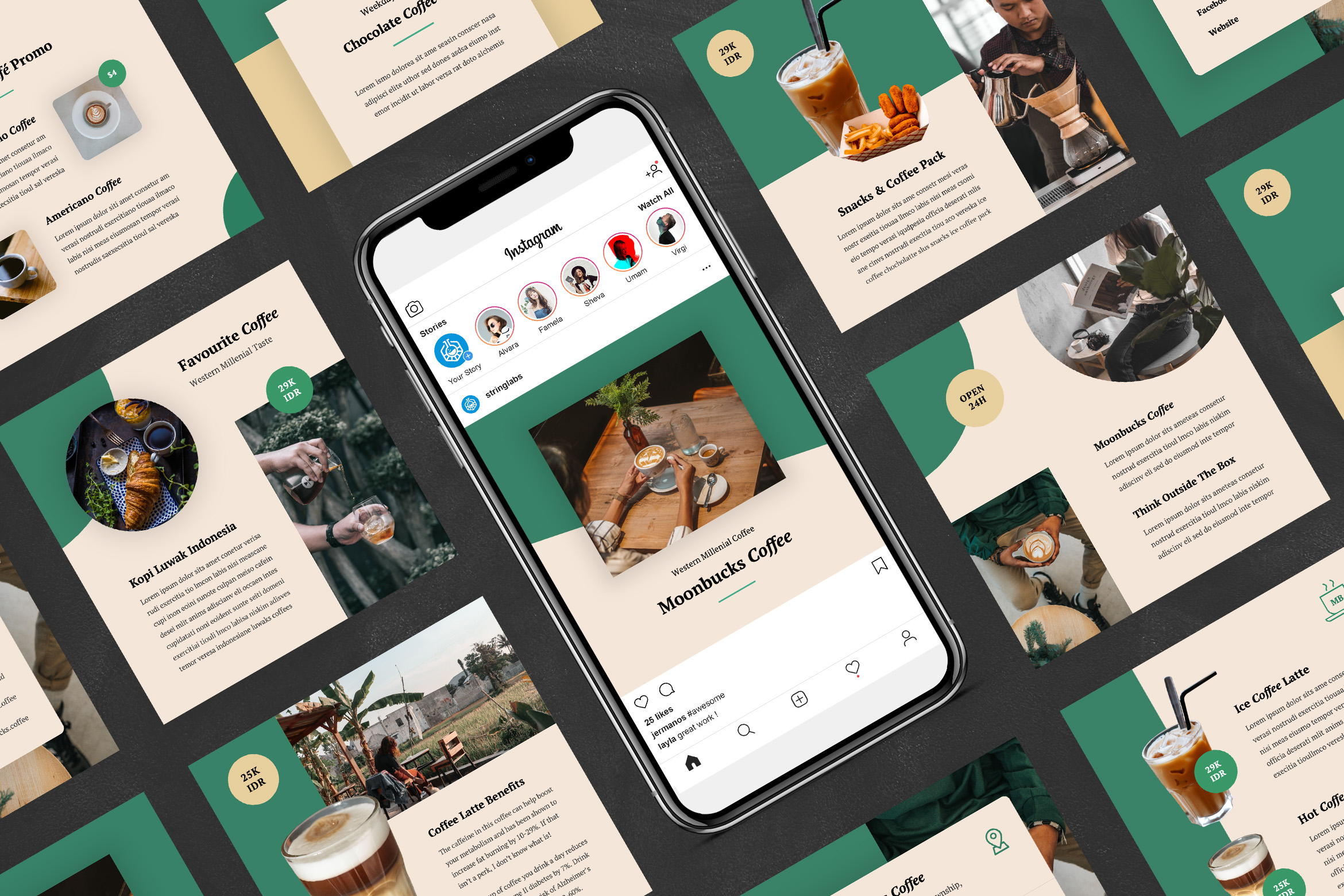 Coffee Shop Instagram Post PowerPoint Template