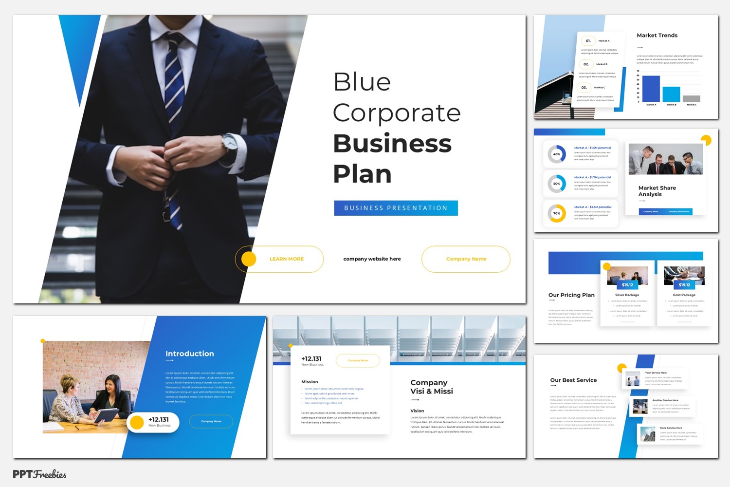 Free Blue Corporate Business Plan Presentation Template