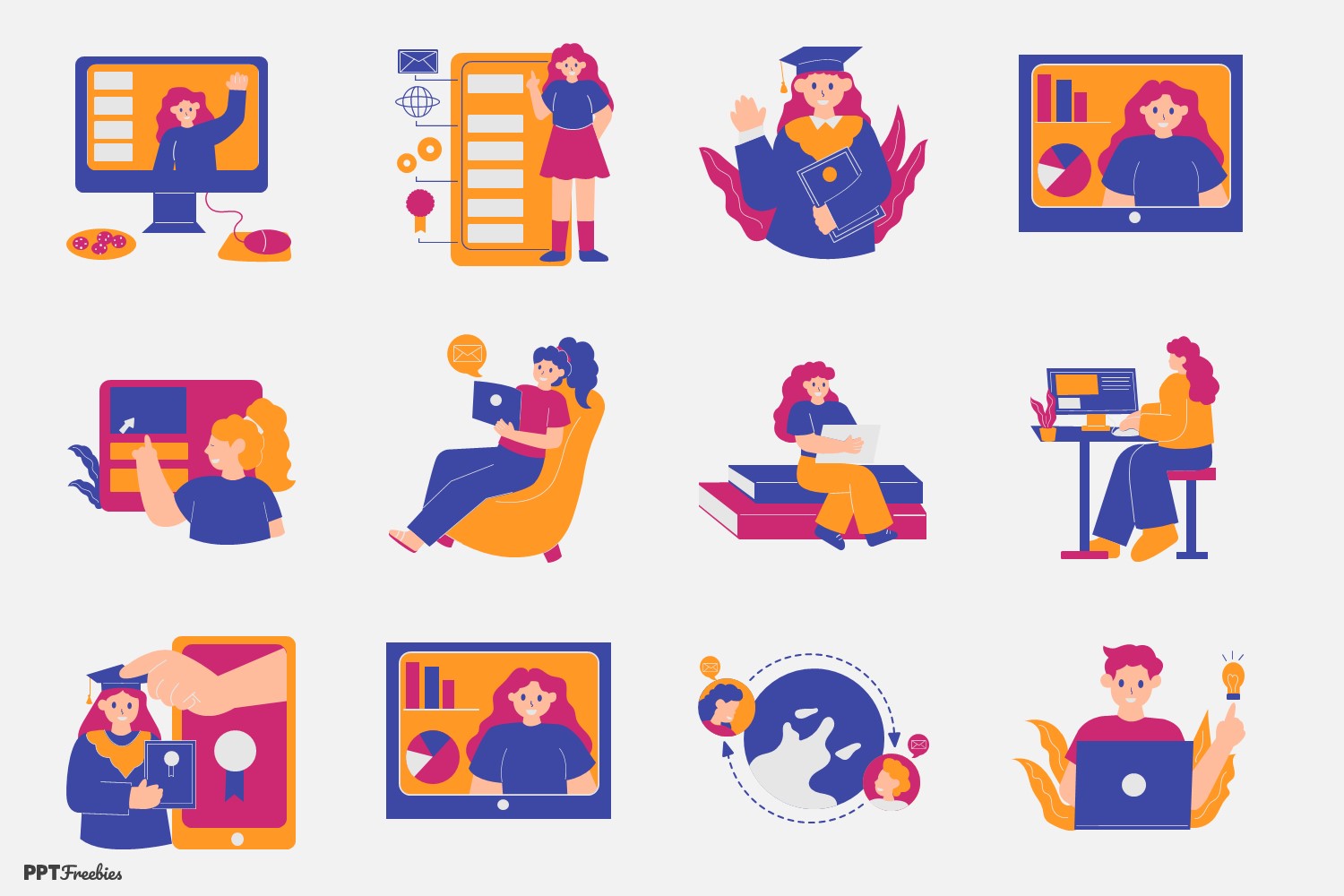 E-Learning and Online Education Illustration