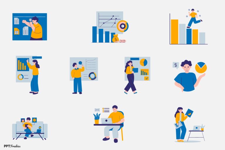 Free Office Work and Data Visualization Illustration